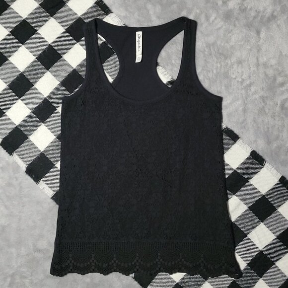 ❄️ XS | Aeropostale | Lace-Front Scalloped Hem Racerback Tank Top - Picture 1 of 5